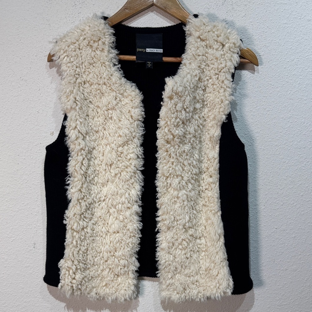 Plenty by Tracy Reese Cream and Black Textured Vest size Medium